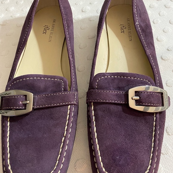 ANNE KLEIN iFlex Purple Suede Leather Loafers Slip On Shoes - Picture 10 of 16
